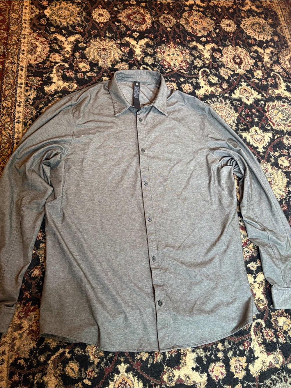 lululemon athletica Men's Heather Gray Button-Down Long Sleeve Shirt